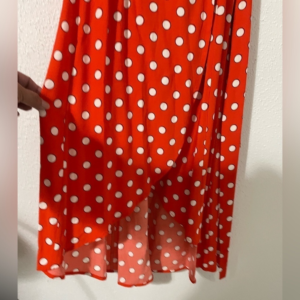 NWT Boden Antonia Polka Dot Cap Sleeve Midi Wrap Dress Blood Orange Size 6R - Picture 8 of 16